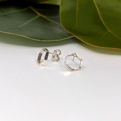 honeycomb post earring-Sterling Silver-One Size-