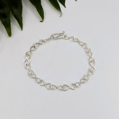 infinity chain bracelet-Sterling Silver-Hand-