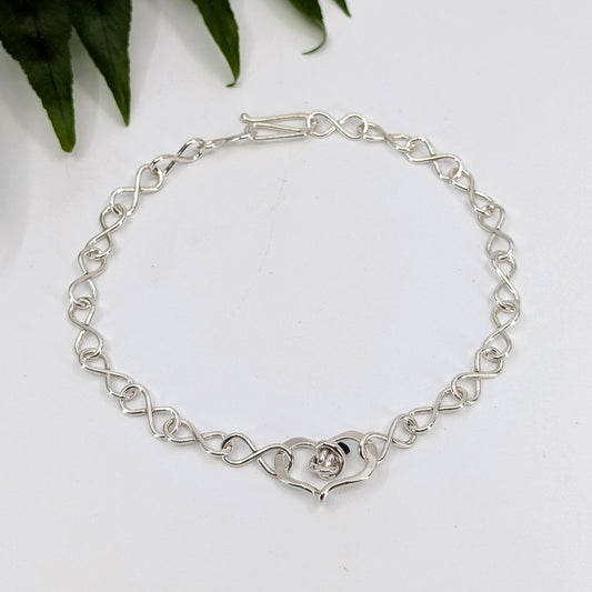 heart chain anklet-Sterling Silver-Anklet-