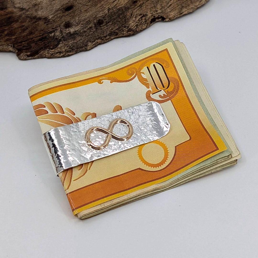 infinity money clip-Two-Tone (Silver & 14k Gold)-One Size-