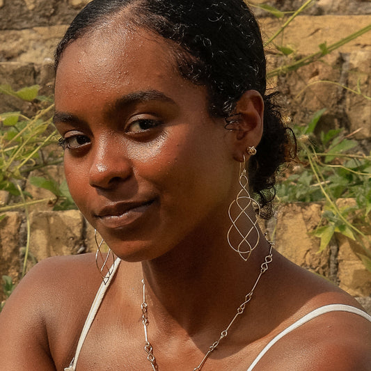 josephine knot drop earring-Sterling Silver-Large-