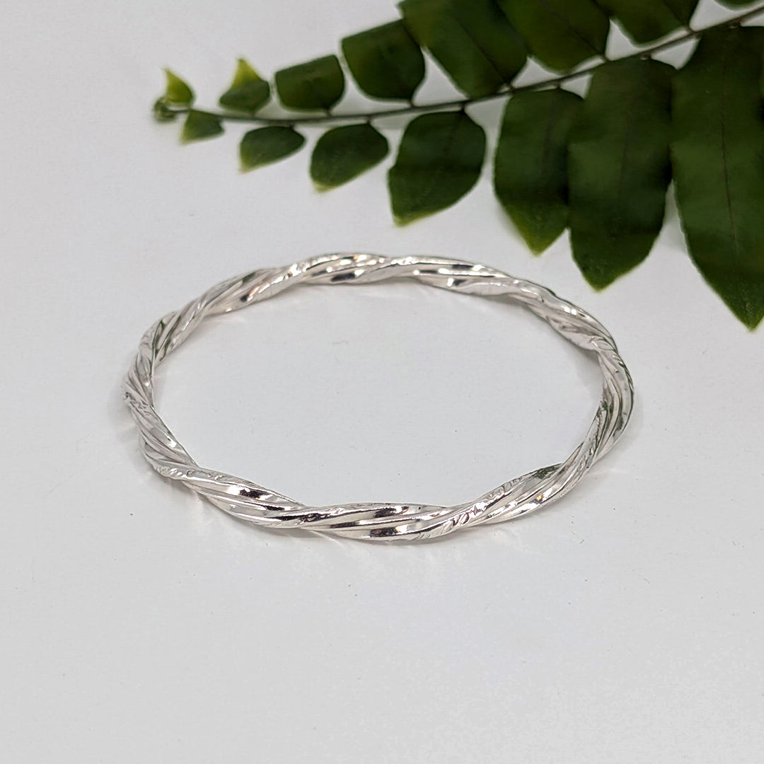 ring of fire bangle bracelet-Sterling Silver-Small-