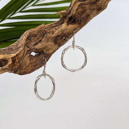 ring of fire hoop earring-Sterling Silver-Large-