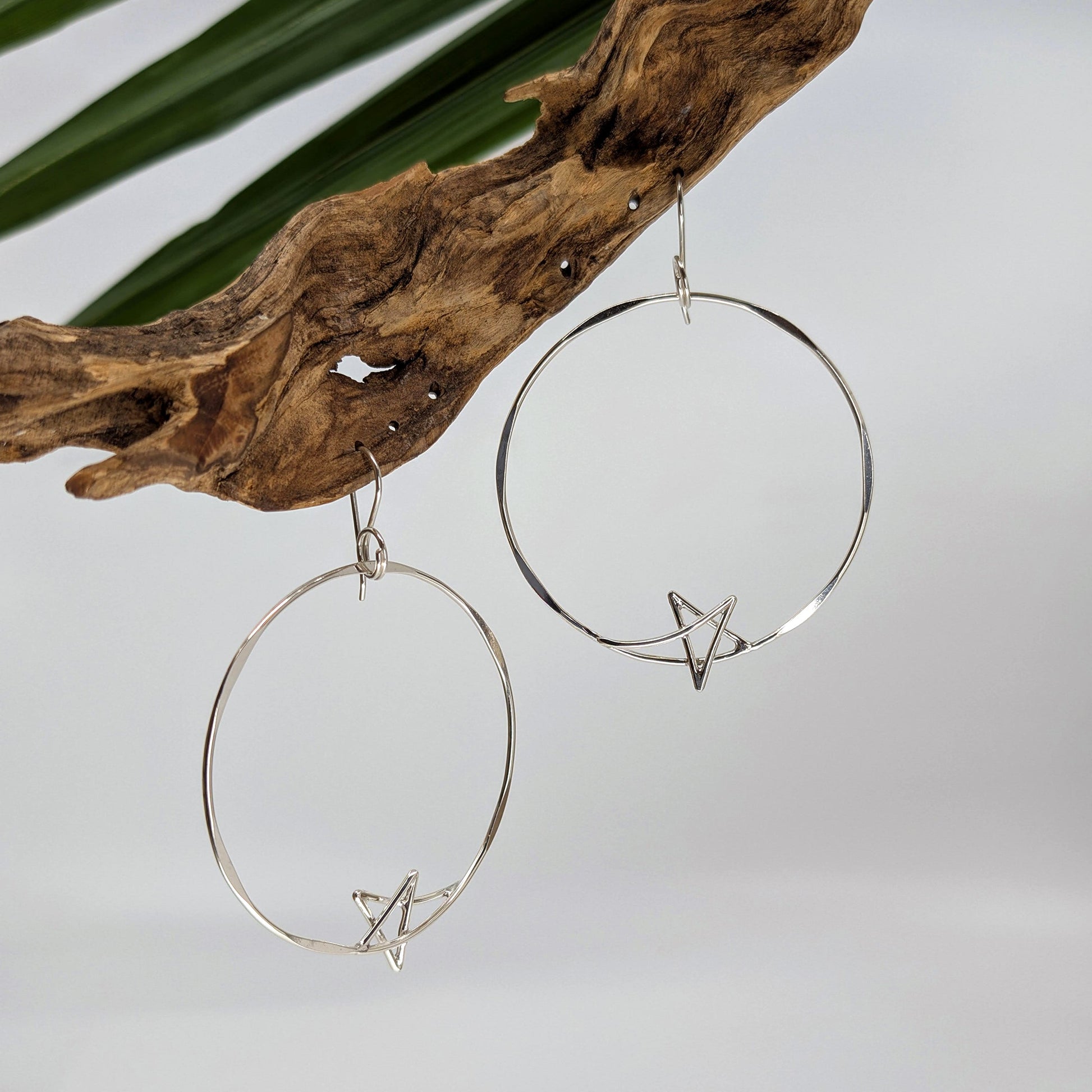 shooting star hoop earring-Sterling Silver-One Size-