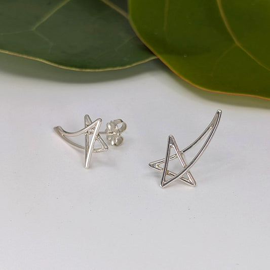 shooting star post earring-Sterling Silver-One Size-