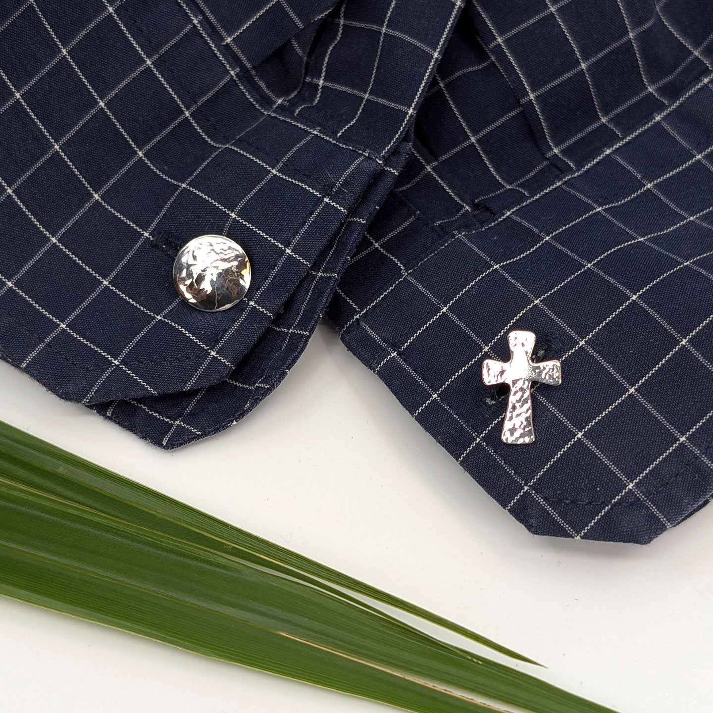 stamp cross cuff link-Sterling Silver-One Size-