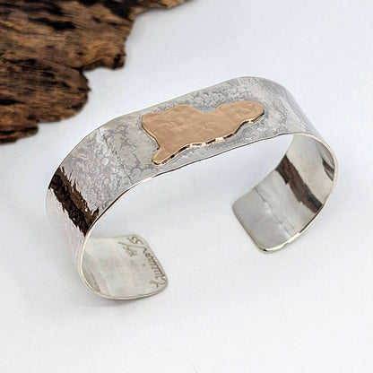 st croix wide cuff bracelet-Two-Tone (Silver & 14k Gold)-One Size-