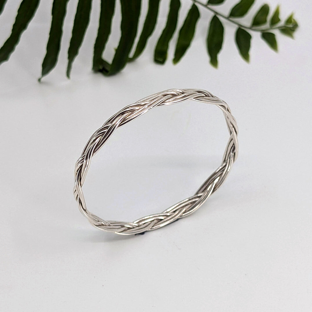 turkshead 2 strands bangle bracelet-Sterling Silver-Medium-