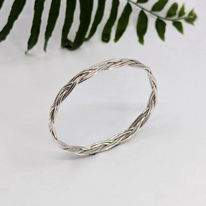 turkshead 2 strands bangle bracelet-Sterling Silver-Medium-