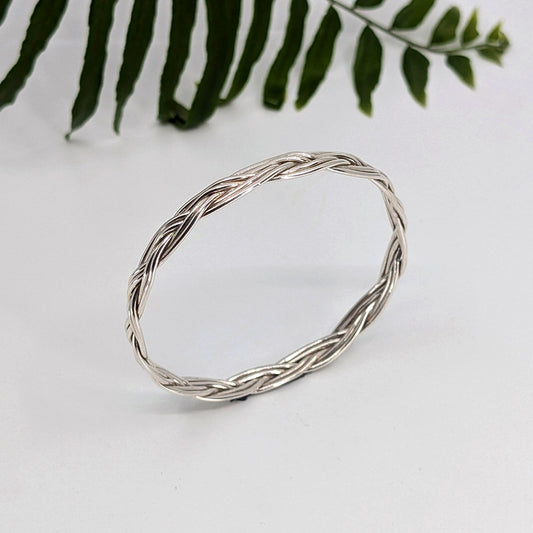 turkshead 2 strands bangle bracelet-Sterling Silver-Medium-