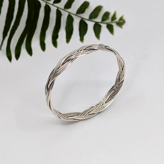 turkshead 3 strands bangle bracelet-Sterling Silver-Small-