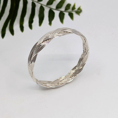 turkshead 4 strands bangle bracelet-Sterling Silver-Medium-