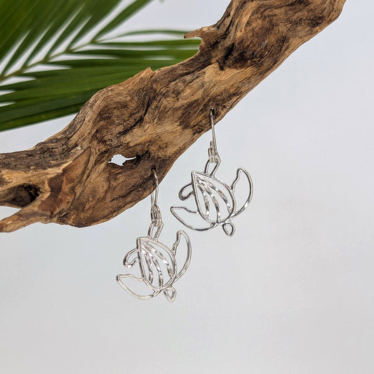 turtle drop earring-Sterling Silver-Medium-