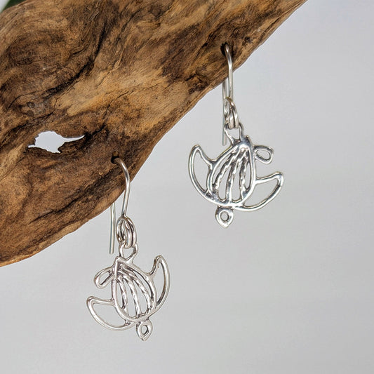 turtle small drop earring-Sterling Silver-Small-