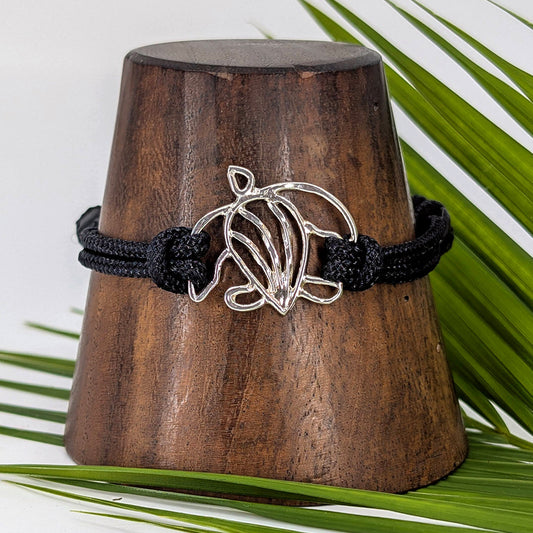 turtle cord bracelet-Sterling Silver-Medium-