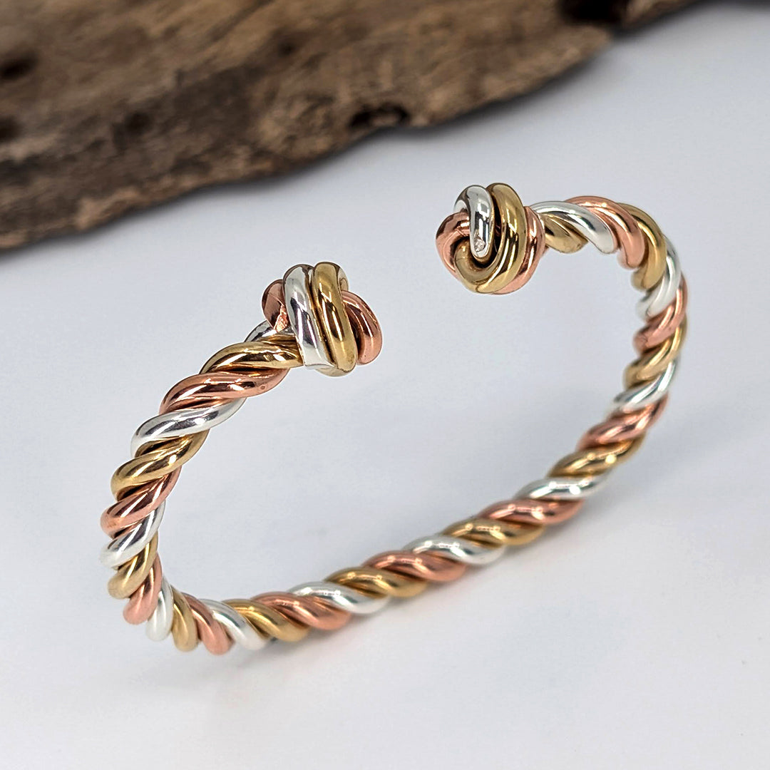 twisted knot heavy cuff bracelet-Sterling Silver-Small-