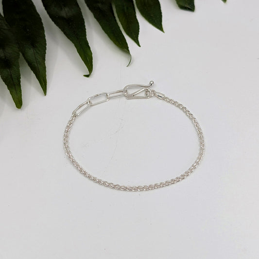wheat medium chain bracelet-Sterling Silver-Hand-