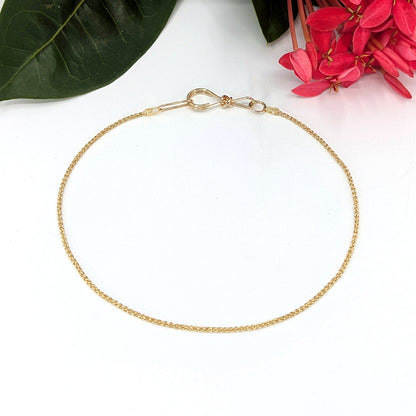 wheat medium chain anklet-14k Gold-Anklet-