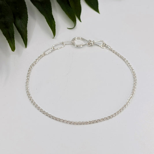 wheat medium chain anklet-Sterling Silver-Anklet-