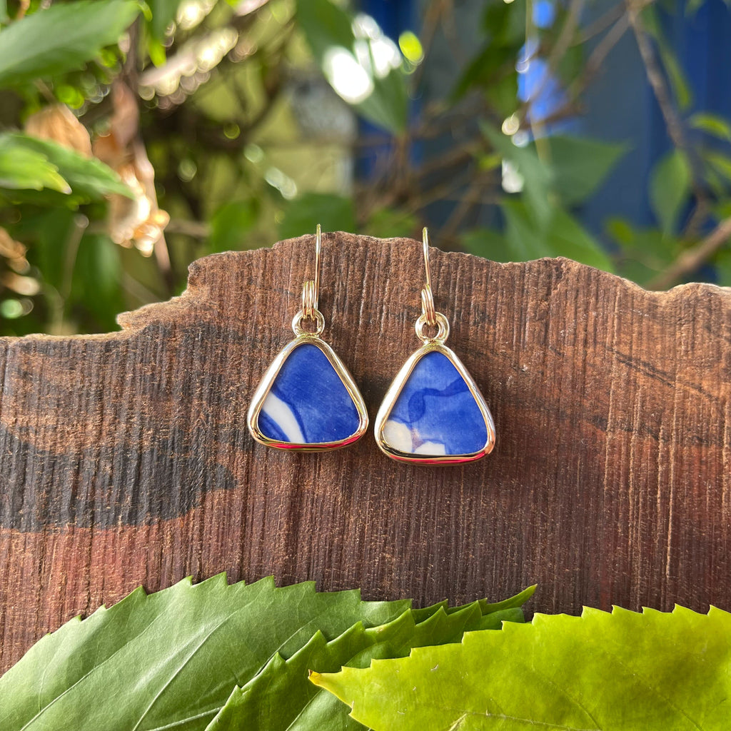Hand Painted Triangles 14k Gold Earrings Shape