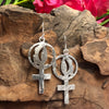 Sterling silver earrings with Women's Coalition venus symbol.